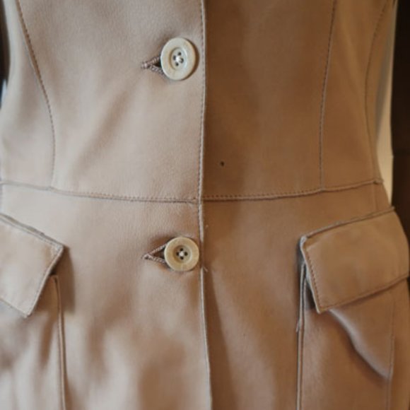 *Womens Jekel Paris Tan Soft Suede Lambskin Leather Button Jacket S - Picture 5 of 16